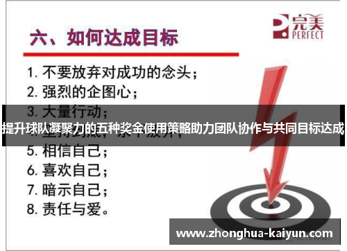 提升球队凝聚力的五种奖金使用策略助力团队协作与共同目标达成