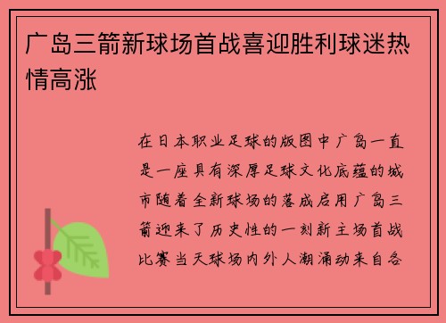 广岛三箭新球场首战喜迎胜利球迷热情高涨 广岛三箭新球场首战喜迎胜利球迷热情高涨